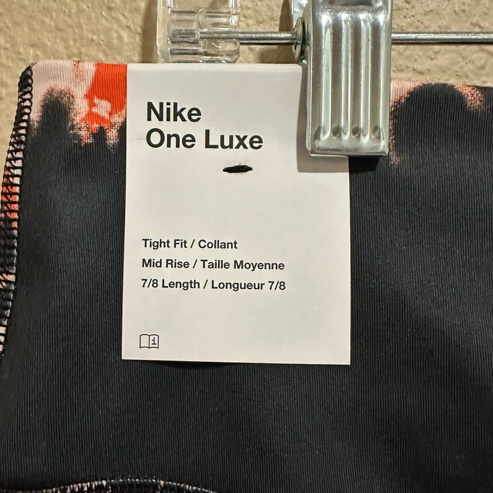 NEW! Nike Black High-Waist Tie-Dye Leggings with Orange & White Burst - Size M